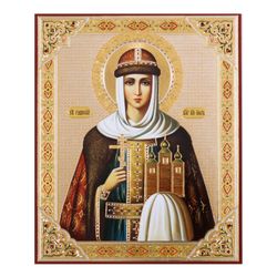 Saint Olga Princess of Kiev | Lithography print on wood | Size: 11 x 13 cm