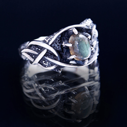 Silver ring "Other side" with gem stone