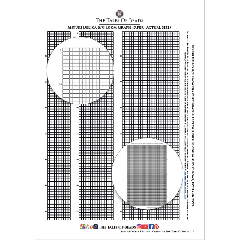 Loom Graph Paper Miyuki Delica 8/0 / Actual Size Seed Bead G | Inspire ...