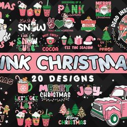 Pink Christmas Bundle SVG 20 designs - SVG, PNG, DXF, EPS Files For Print And Cricut