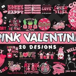 Pink Valentine SVG Bundle - SVG, PNG, DXF, EPS Files For Print And Cricut