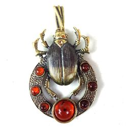 Scarab Beetle Necklace Brass Amber Pendant Spiritual Egyptian Jewelry gold black Totem Animal Amulet Pendant necklace