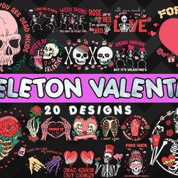 Skeleton Valentine Bundle SVG 20 designs - SVG, PNG, DXF, EPS Files For Print And Cricut
