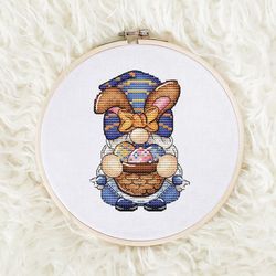 Gnome Cross stitch pattern PDF, Easter Gnomes Counted Cross Stitch, Cute Gnome Embroidery Instant Download File, Easter