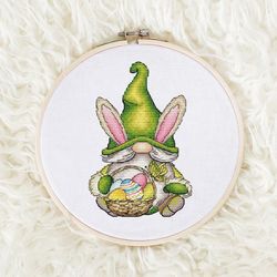 Gnome Cross stitch pattern PDF, Easter Gnomes Counted Cross Stitch, Cute Gnome Embroidery Instant Download File, Easter