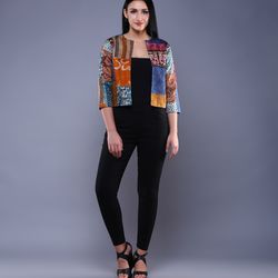 Indian Kantha Silk jacket for Women | Vintage Handloom Handmade Pure Silk jacket | Boho Hippie Multi Color jacket