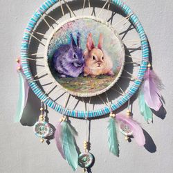 cute bunny dream catcher, easter gift