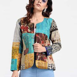 Vintage Silk Kantha Women Jacket I Boho Jacket I Embroidered jacketI Gift for her I Anniversary gift I Birthday gift