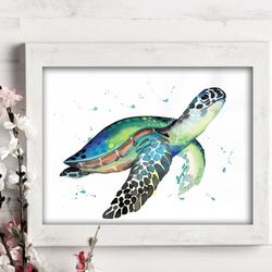 Sea Turtle Watercolor Wall Decor, watercolor sea turtle, handmade wall art painting by Anne Gorywine