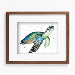 Sea turtle watercolor download watercolor poster, download printable wall decor, digital watercolor turtle Anne Gorywine
