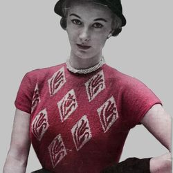 Vintage Knitting Pattern 255 Tulip Time Pullover Women