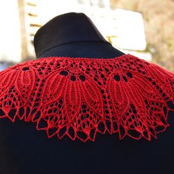 Knitted Lace Collar for women, red detashable collar for women