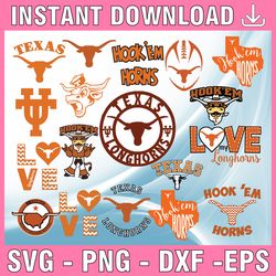 19 files texas longhorns svg bundle, ncaa teams svg, ncaa svg, sport bundle instant download