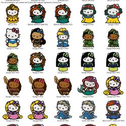 Collection HELLO KITTY DISNEY PRINCESS Embroidery Machine Designs PES JEF HUS DST EXP VIP XXX
