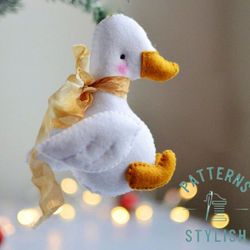 DIY Felt Plushie Goose Ornament - Sewing PDF Pattern for Handmade Christmas Decor