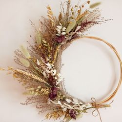 Dried Floral Wreath Natural Door Wreath Ring Dried flower Wall Wreath Fall Wreaths for Front Door Autumn