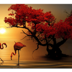 flamingo at sunset poster
