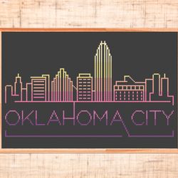 Oklahoma City cross stitch pattern Modern cross stitch City skyline cross stitch Housewarming xstitch Instant download