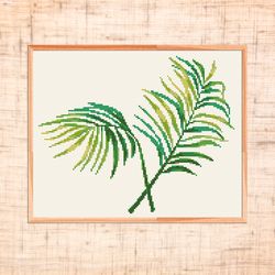 Palm Leaves cross stitch pattern Modern cross stitch Tropical Plant embroidery Tropic Leaf cross stitch Botanical Counte