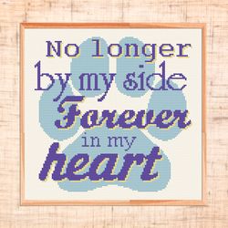 pet loss cross stitch pattern dog cross stitch pet memorial quote cross stitch forever in my heart