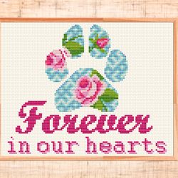 Pet remembrance gift Cross stitch pattern Pet loss embroidery Forever cross stitch Quote Memory cross stitch