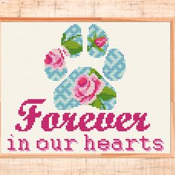 pet remembrance gift cross stitch pattern pet loss embroidery forever cross stitch quote memory cross stitch