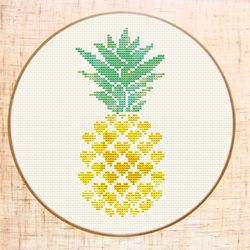 Pineapple cross stitch pattern Modern cross stitch Tropical Aloha cross stitch Hearts embroidery Pineapple lover