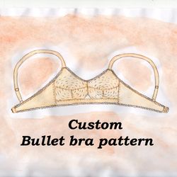 bullet bra pattern, custom bra pattern, 50s bra pattern, 1950s bra pattern, pin up girl bra pattern, vintage bra pattern
