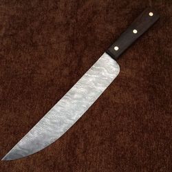 13 inch damascus steel sandbar bowie knife with dark wood handle  authentic and durable hunting and camping knife