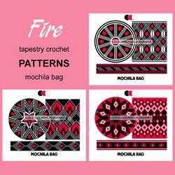 3 CROCHET PATTERNS / Tapestry crochet bag / wayuu mochila bag / SET Fire - 74