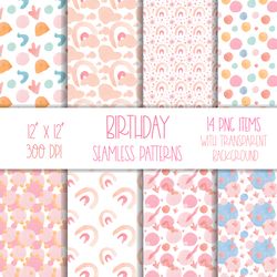 Cute wrapping paper birthday with transparent background
