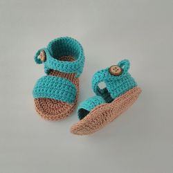 Crochet baby sandals, Newborn sandals, Knit baby footwear, Size 0-3 months