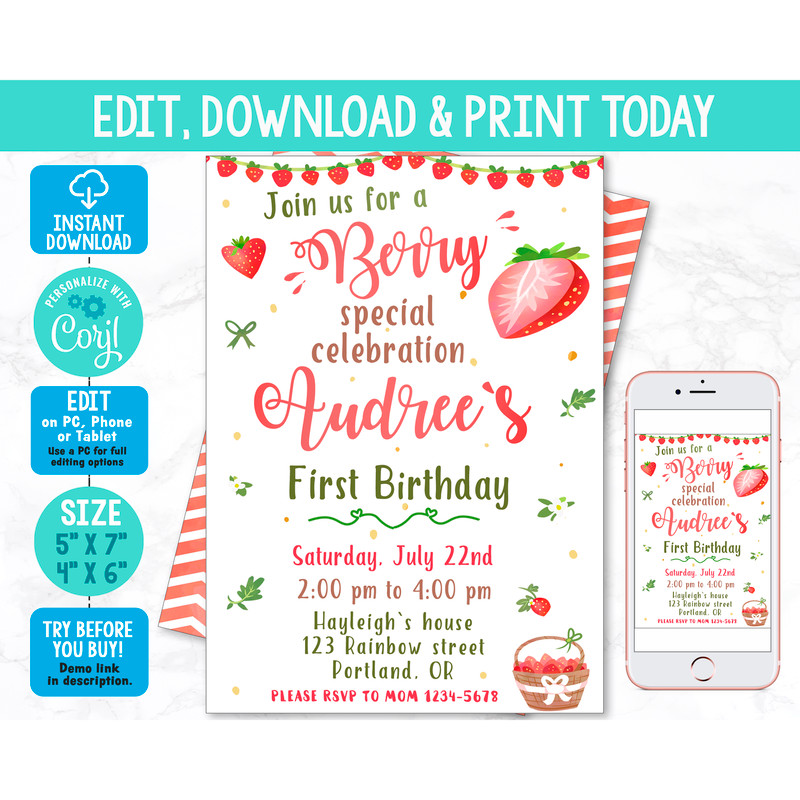 Girl-berry-first-birthday-invitation-Strawberry-invitation-Summer-party-invite.jpg
