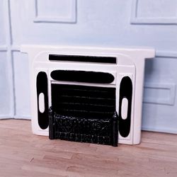 1:12 Scale Black and White Miniature Fireplace,Dollhouse Fireplace,Dollhouse Furniture,Doll house decor