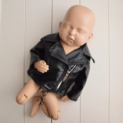 Newborn leather jacket . Newborn photo props . Biker newborn outfit . Rockstar newborn props