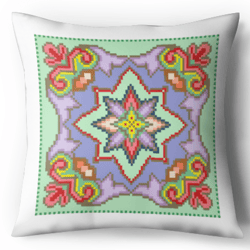 Digital - Vintage Cross Stitch Pattern Pillow - Ornament - Antique Embroidery - Cushion Cross Stitch
