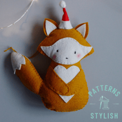 PDF Pattern for Santa Fox Christmas Ornaments - DIY Felt Christmas Decoration Sewing Tutorial - Woodland Animals Decor
