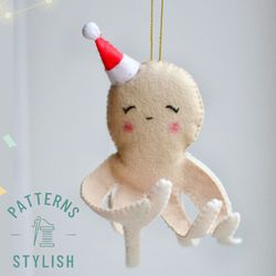 DIY Christmas Octopus in Santa's Festive Hat - PDF Sewing Pattern.