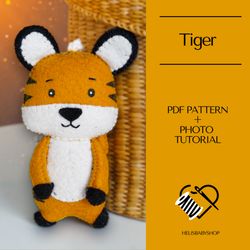 Safari Felt Animals Pattern PDF, Felt Tiger Pattern, Jungle Animals, Felt Toys Tutorials