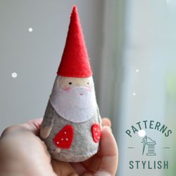 DIY Felt Gnome Pattern - Scandinavian Gnome Sewing Pattern for Christmas Ornaments