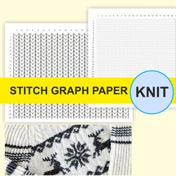 Knit stitch graph paper blank for colorwork charts, knitting patterns pdf, download Knitting  Stitch Printable