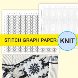 knit stitch graph paper blank for colorwork charts, knitting patterns pdf, download knitting stitch printable