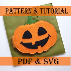 Quiet book page pattern, Halloween Pumpkin  PDF pattern, felt baby book pdf  pattern, Shapes learning page