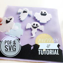 Quiet book page pattern, Halloween Ghosts  PDF pattern, felt baby book pdf  pattern, Find a shadow page