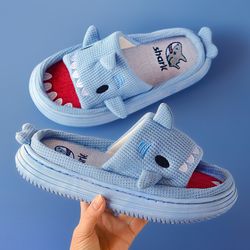 Cute Shark Slippers For unisex Cartoon Thick Sole Couples House Shoes Slides