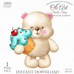 Cute Teddy Bear Clip Art. Cute Characters, Hand Drawn graphics. Digital Download. OliArtStudioShop