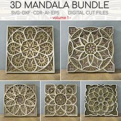 3D Layered Mandala SVG Bundle, 10x10 Mandala Bundle vol.1