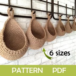 Crochet pattern Hanging wall baskets Vegetable baskets tutorial