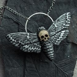 Death head moth jewerly, skull moth pendant, death moth necklace, witchy jewelry, gothic jewelry,hawk moth jewelry,