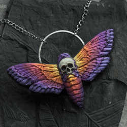 Death head moth jewerly, skull moth pendant, death moth necklace, witchy jewelry, gothic jewelry,hawk moth jewelry,
